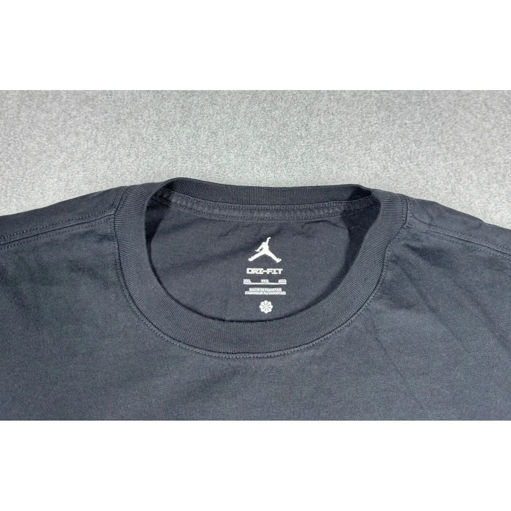 Jordan Dri Fit T-Shirt Mens 2XL XXL Black‎ Graphic Champion 100% Cotton